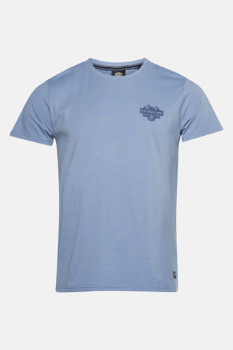 Blauw T-shirt met korte mouwen van Petrol Industries, met een klein grafisch logo op de borst.

