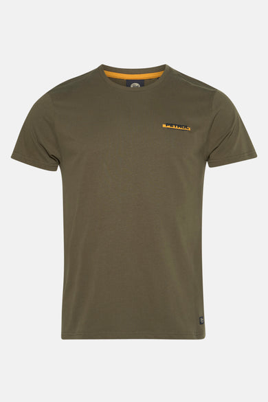 T-shirt vert avec manches courtes de Petrol Industries, logo sur la poitrine, cropped.