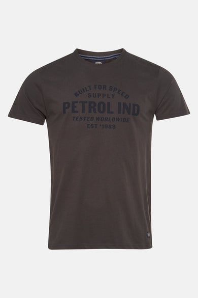 T-shirt gris à manches courtes de Petrol Industries®, version arrière, design uni.