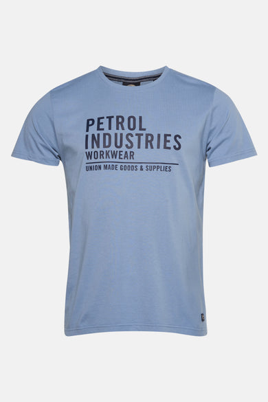 Blauw T-shirt met korte mouwen van Petrol Industries, met tekstprint op de borst.