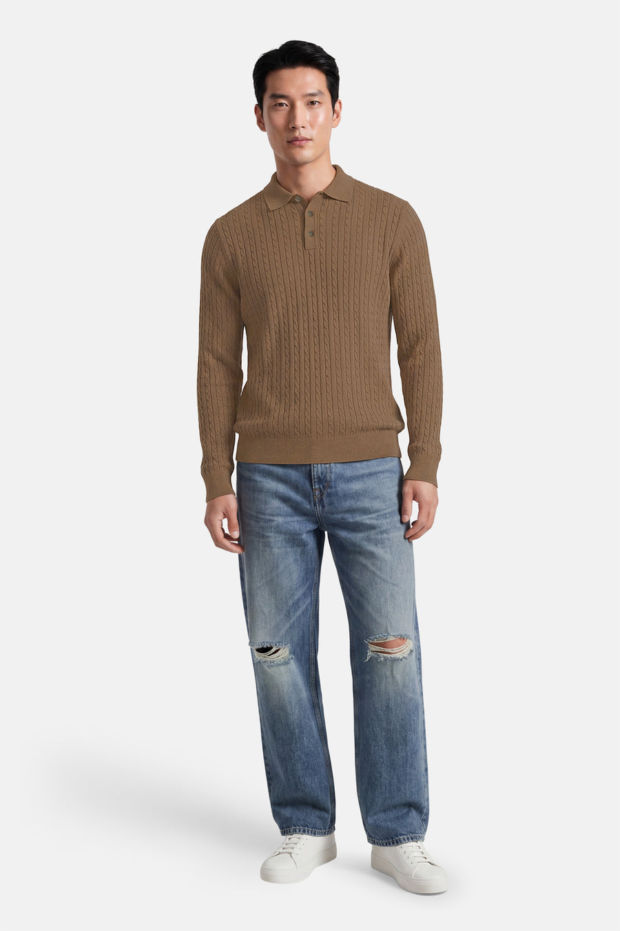 Pull col O - beige
