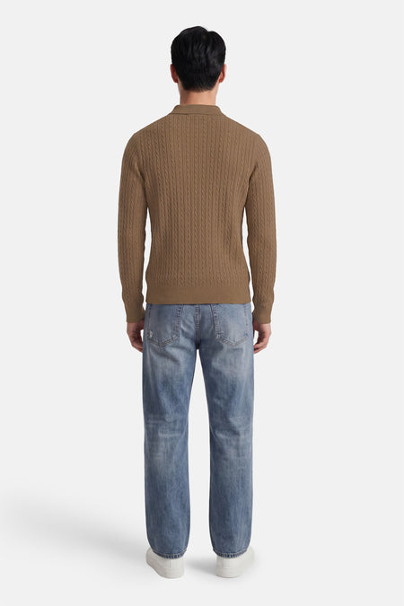 Pull col O - beige