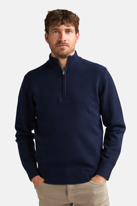 Pull col V - bleu