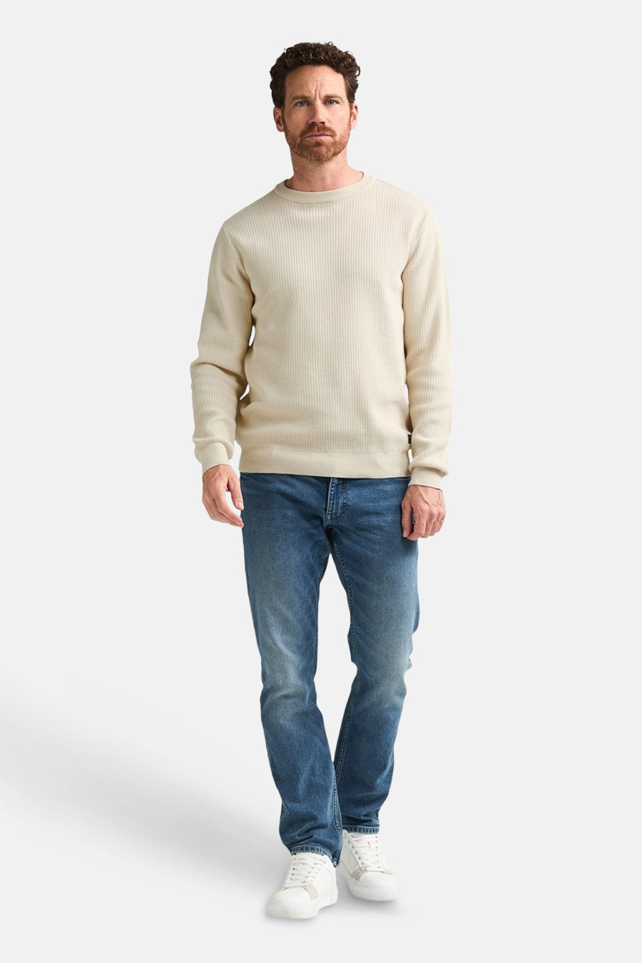 Pull col O - blanc