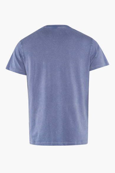T-shirt bleu à manches courtes de Guess, couleur unie avec des détails brodés.