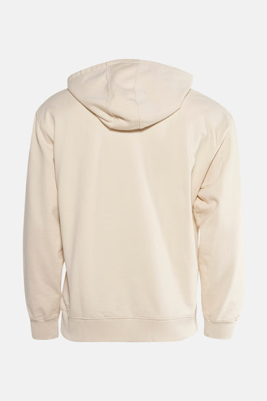 Gilet écru avec capuche de Guess, vu par derrière, avec des manches longues et une coupe simple.