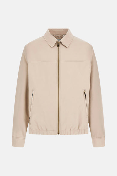 Beige, manteau court de Guess, vue arrière avec des détails de boutons.