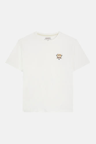 T-shirt blanc à manches courtes Guess, avec petit logo sur la poitrine.