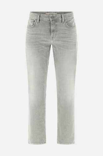 Slim jeans van lichtgrijs denim van Guess, effen en recht model.
