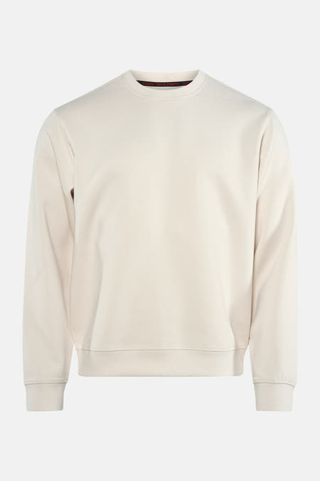 Gilet beige avec col rond de Guess, à texture lisse.