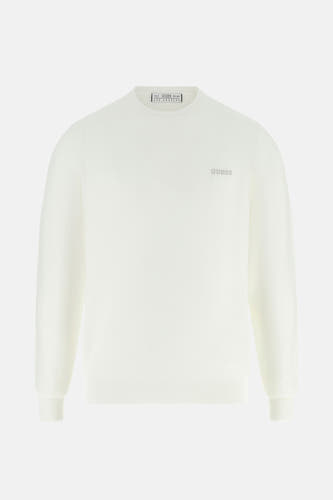Sweat-shirt gris avec col rond de Guess, en fine maille et petit logo.