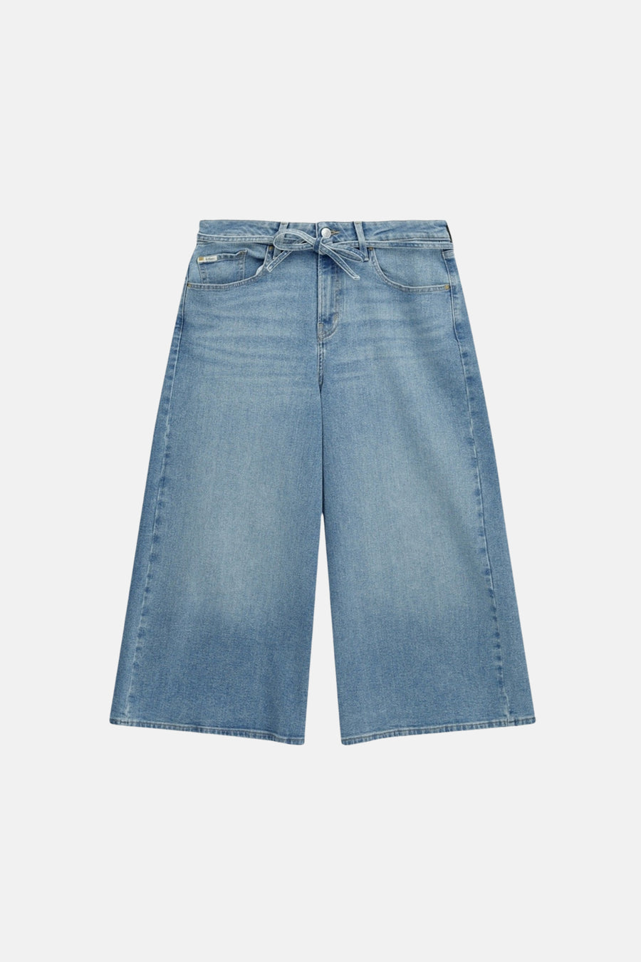 Lichtblauwe wijde jeans van Lee Cooper, met riemstrik en zakken.