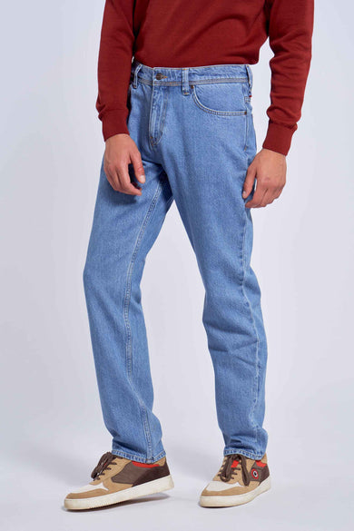 Jean &agrave; coupe droite - bleu