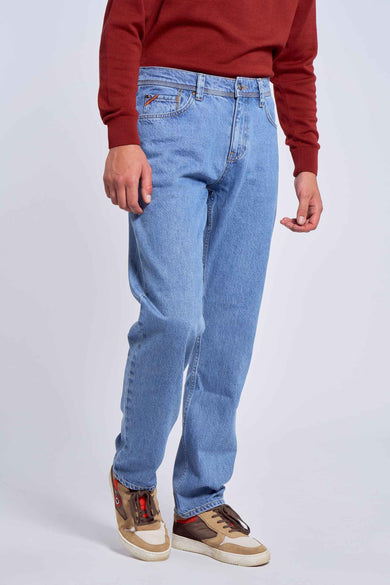 Jean &agrave; coupe droite - bleu