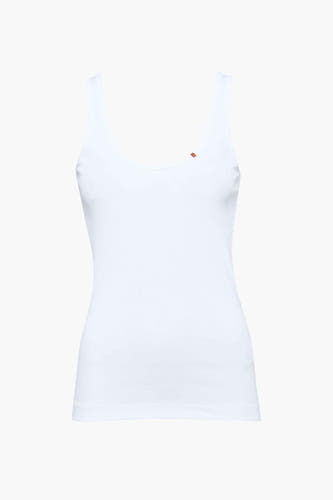 T-shirt blanc de Le Fabuleux Marcel de Bruxelles, avec structure en côtes et un petit logo.