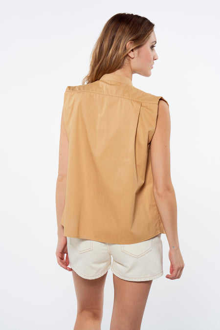 Chemise sans manches - brun