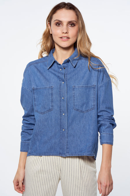 Chemise &agrave; manches longues - bleu