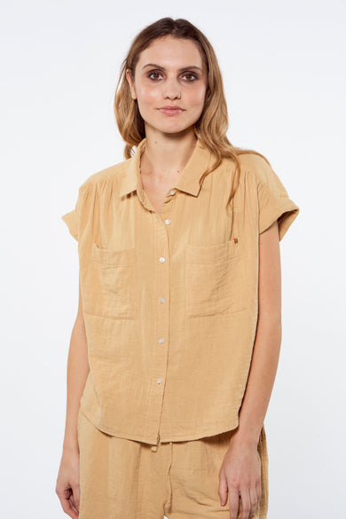 Chemise &agrave; manches courtes - brun