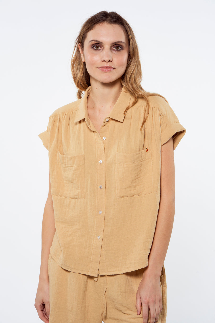 Chemise &agrave; manches courtes - brun
