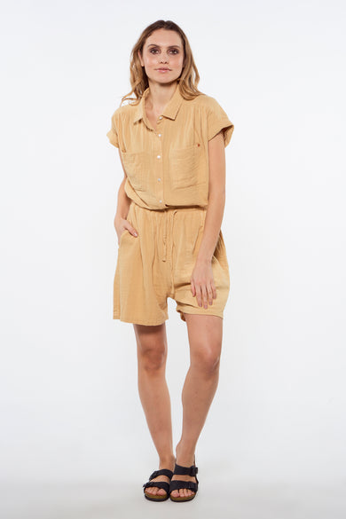 Chemise &agrave; manches courtes - brun