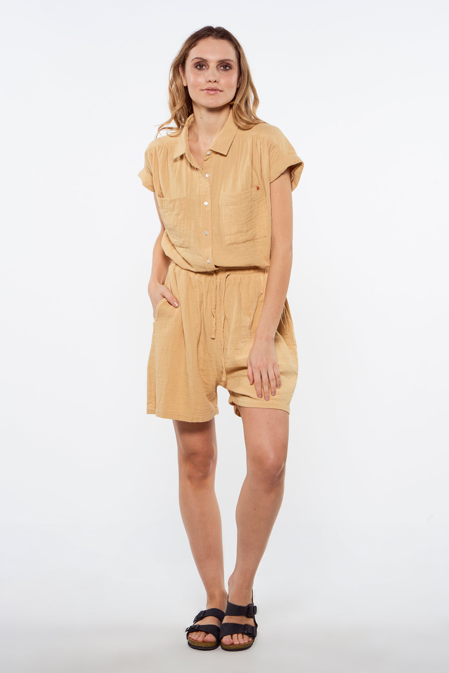 Chemise &agrave; manches courtes - brun