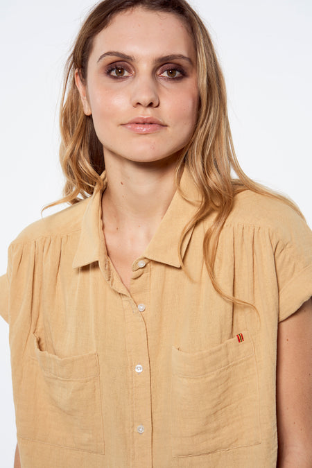 Chemise &agrave; manches courtes - brun