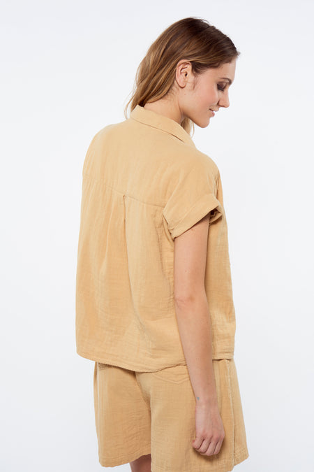 Chemise &agrave; manches courtes - brun