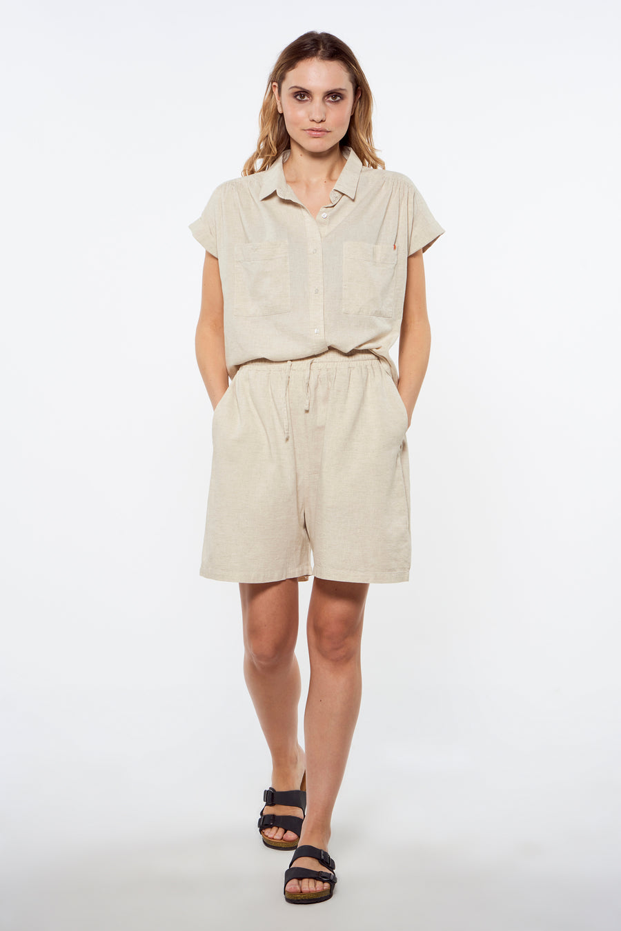 Chemise &agrave; manches courtes - ecru