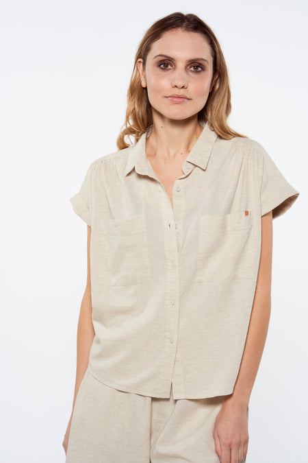 Chemise &agrave; manches courtes - ecru