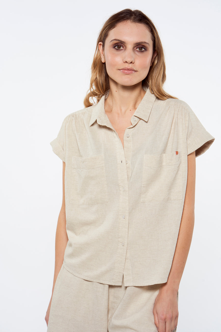 Chemise &agrave; manches courtes - ecru