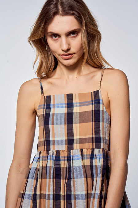 Robe moumose multicolore de Le Fabuleux Marcel de Bruxelles, avec un motif à carreaux.