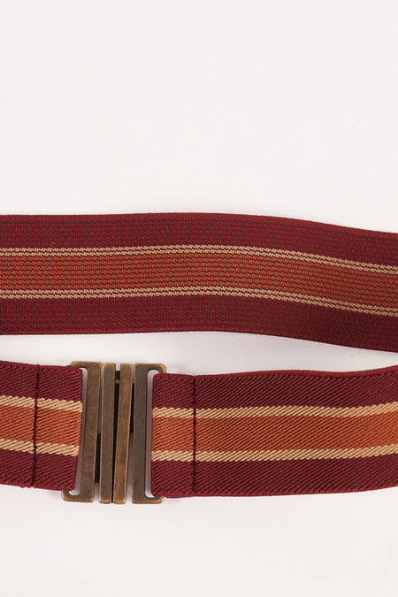 Laisse multicolore de Le Fabuleux Marcel de Bruxelles, avec un motif à rayures et une boucle métallique.