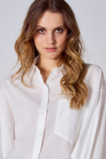 Blouse à manches longues - blanc