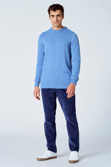 T-shirt bleu avec col rond de Le Fabuleux Marcel de Bruxelles, doté de détails côtelés.
