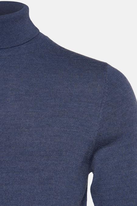 Pull à col roulé - bleu