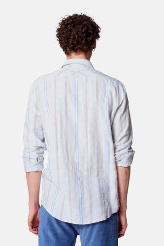 Chemise bleue à manches longues pour homme de Le Fabuleux Marcel de Bruxelles, à rayures.