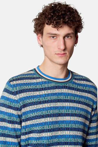T-shirt bleu avec col rond de Le Fabuleux Marcel de Bruxelles, doté d'un motif graphique.