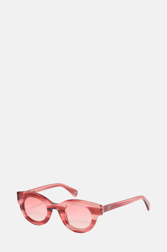Lunettes de soleil roses de Le Fabuleux Marcel de Bruxelles, avec monture transparente et verres roses.