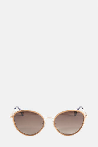 Lunettes de soleil beige de Le Fabuleux Marcel de Bruxelles, avec un cadre doré et des verres marrons.