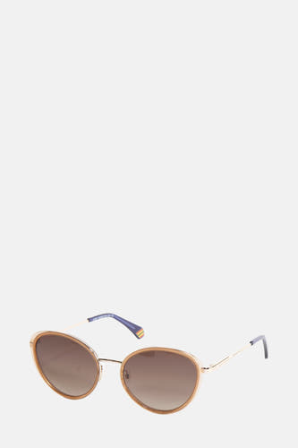 Lunettes de soleil beige de Le Fabuleux Marcel de Bruxelles avec des détails dorés et des verres marrons.