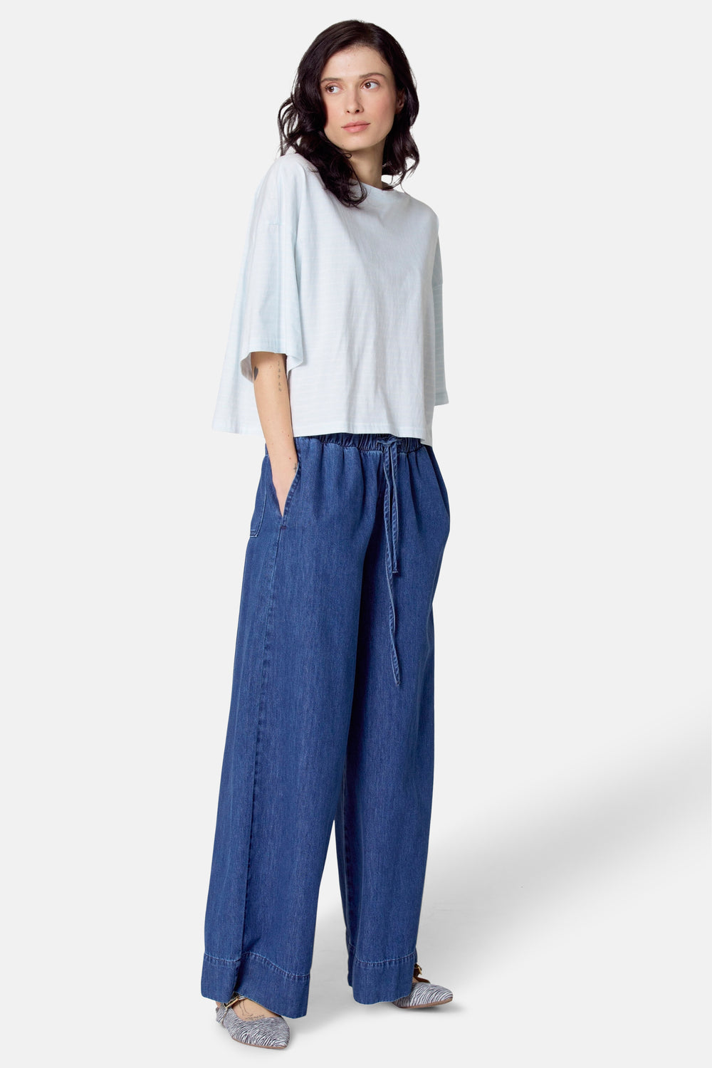 Top uni manche courte Bleu - Le Fabuleux Marcel de Bruxelles