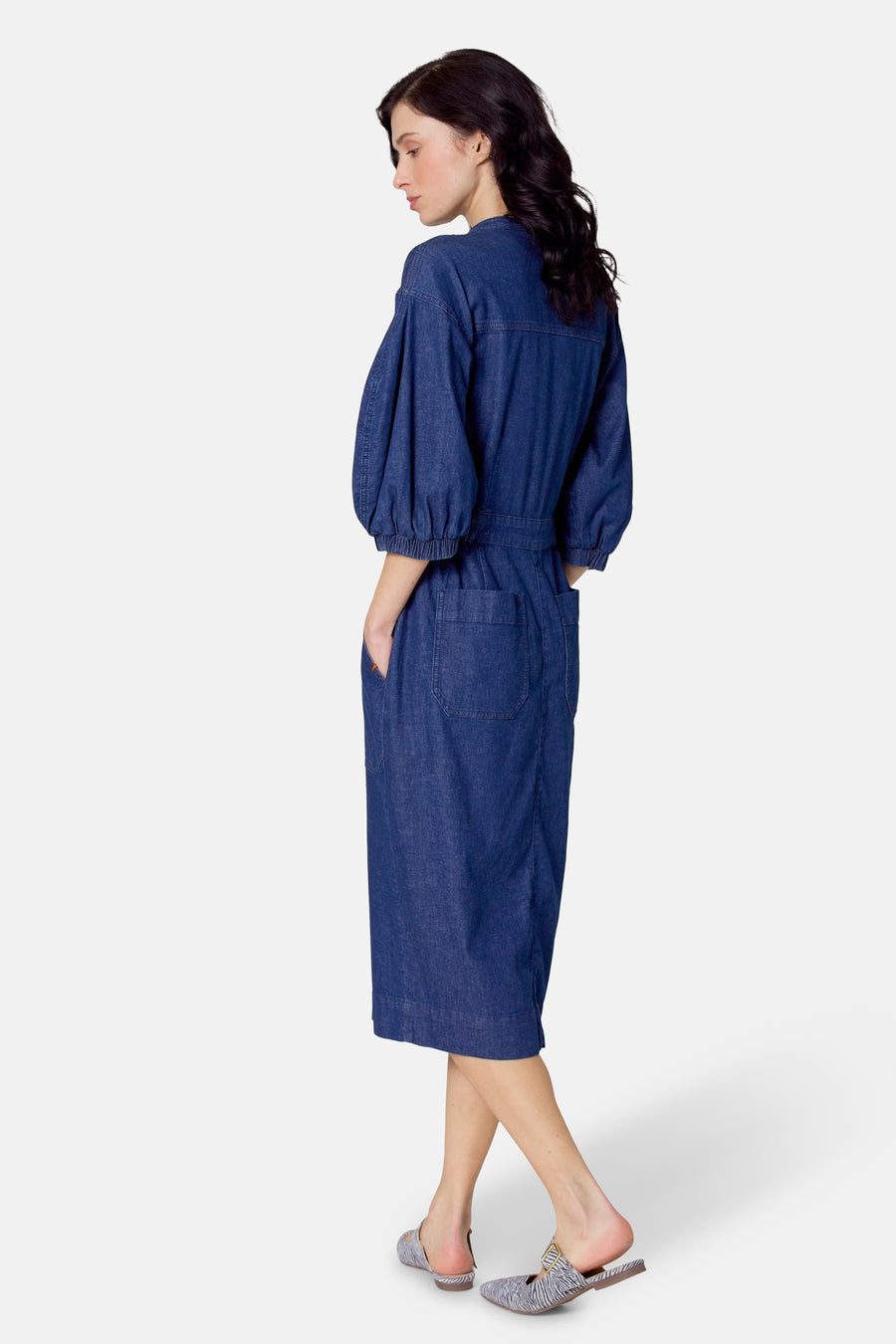 Robe à manches courtes - dark blue denim - Le Fabuleux Marcel de Bruxelles