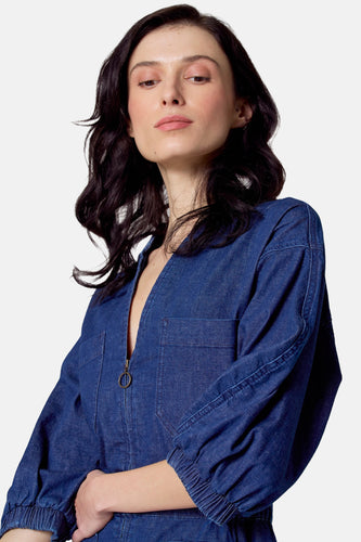 Robe à manches courtes - dark blue denim - Le Fabuleux Marcel de Bruxelles