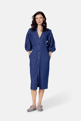 Robe à manches courtes - dark blue denim - Le Fabuleux Marcel de Bruxelles