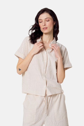 Chemise à manches courtes - beige