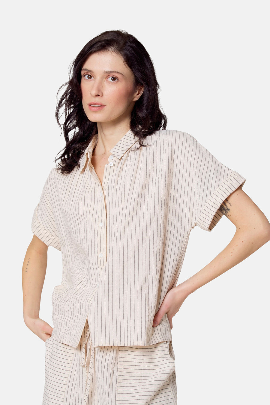 Chemise à manches courtes - beige - Le Fabuleux Marcel de Bruxelles