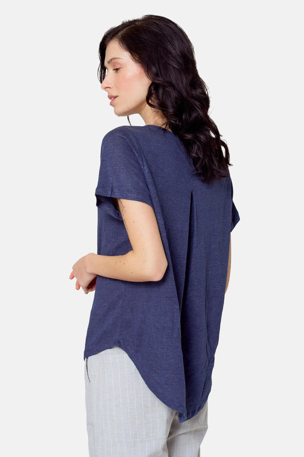 Top uni manche courte Bleu - Le Fabuleux Marcel de Bruxelles