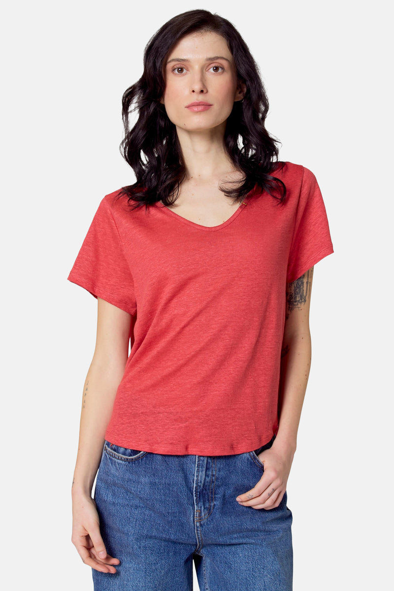 Top uni manche courte Rouge - Le Fabuleux Marcel de Bruxelles