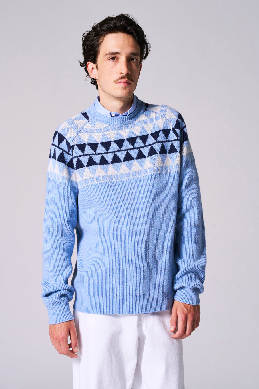Pull à col rond - bleu - Le Fabuleux Marcel de Bruxelles