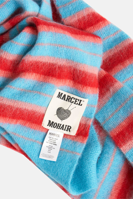Écharpe d'hiver multicolore de Le Fabuleux Marcel de Bruxelles, avec un motif rayé et une texture mohair douce.